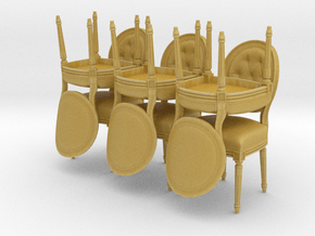 Louis XVI Side Chair Set of 6 in Tan Fine Detail Plastic: 1:48 - O