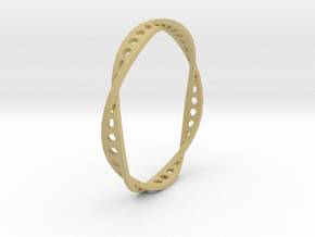 Twisted Hex Ring (Size 7) in Tan Fine Detail Plastic