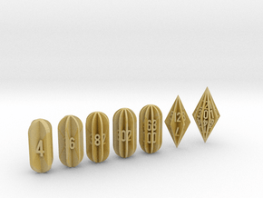 Radial Fin Dice in Tan Fine Detail Plastic: Polyhedral Set
