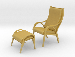 Danish Bentwood Chair w/ Ottoman in Tan Fine Detail Plastic: 1:48 - O