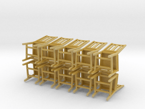 Wooden Chair Set of 10 in Tan Fine Detail Plastic: 1:50