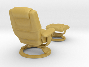 Miniature Impulse Recliner & Ottoman in Tan Fine Detail Plastic: 1:12