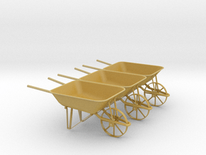 Wheelbarrow Set of 3 in Tan Fine Detail Plastic: 1:32