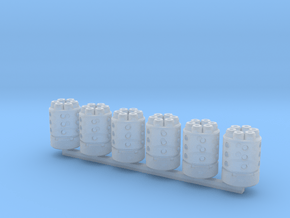 Gatling Barrels - Short   x6 in Clear Ultra Fine Detail Plastic