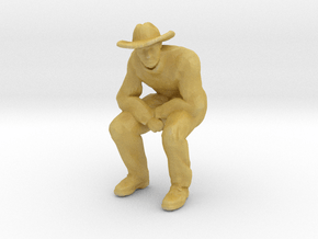 Man Sitting; Large Hat in Clear Ultra Fine Detail Plastic: 1:87 - HO