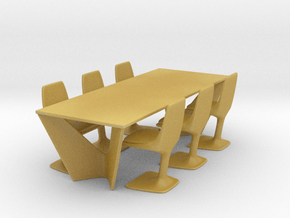 Miniature Suspens Dining Table With Arum Chair in Tan Fine Detail Plastic: 1:12