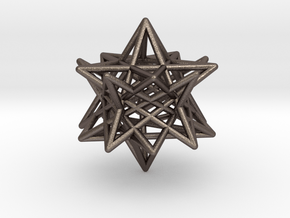 modified twisted Small stellated dodecahedron in Polished Bronzed Silver Steel