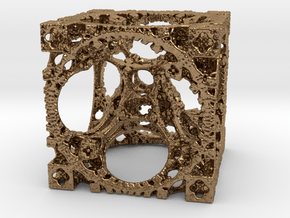 Aztech Cube Pendant in Natural Brass