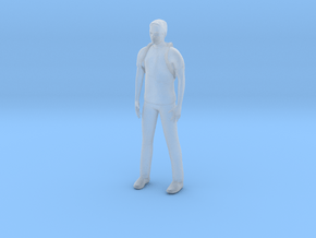 Young man with backpack (N scale figure) in Clear Ultra Fine Detail Plastic