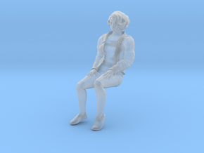 Young woman sitting casual (N scale figure) in Clear Ultra Fine Detail Plastic