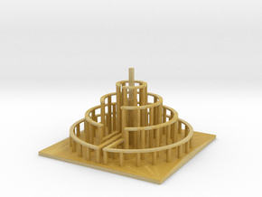 Circular Labyrinth, Wall:Path Ratio 1:3 in Tan Fine Detail Plastic: Extra Small