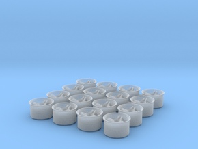 Custom 1:64 Wheels - S64-25 - 8mm - 5 Lug in Clear Ultra Fine Detail Plastic: Small