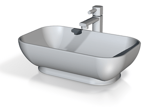 Bath Sink with tap in 1:12 and 1:24 in Clear Ultra Fine Detail Plastic: 1:12