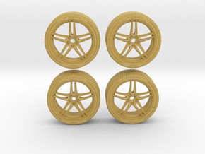 Miniature Vossen HF-1 Rim & Tire - 4x in Tan Fine Detail Plastic: 1:12