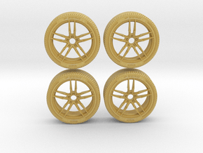 Miniature Enkei SS05 Rim & Tire - 4x in Tan Fine Detail Plastic: 1:12