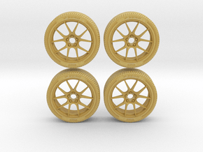 Miniature Enkei YS5 Rim & Tire - 4x in Tan Fine Detail Plastic: 1:12
