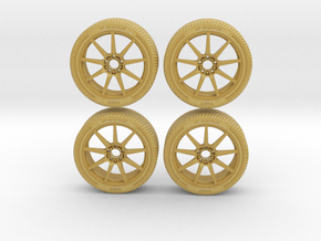 Miniature Enkei EDR9 Rim & Tire - 4x in Tan Fine Detail Plastic: 1:12