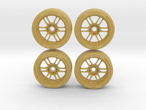 Miniature Enkei RPF1 Rim & Tire - 4x in Tan Fine Detail Plastic: 1:12