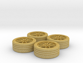 Miniature Enkei PF01 Rim & Tire - 4x in Tan Fine Detail Plastic: 1:12
