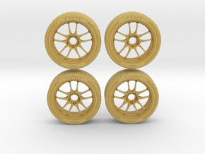 Miniature Enkei PF01EVO Rim & Tire - 4x in Tan Fine Detail Plastic: 1:12