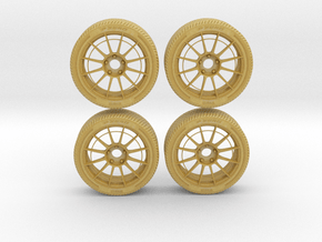 Miniature Enkei NT03RR Rim & Tire - 4x in Tan Fine Detail Plastic: 1:12