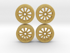 Miniature Konig Crown Rim & Tire - 4x in Tan Fine Detail Plastic: 1:12