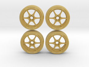 Miniature Konig Tandem Rim & Tire - 4x in Tan Fine Detail Plastic: 1:12