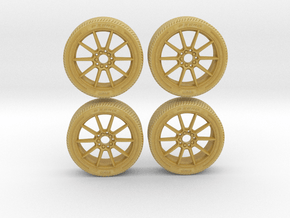 Miniature Konig - Control Rim & Tire - 4x in Tan Fine Detail Plastic: 1:12