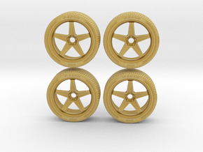 Miniature Konig Neoform Rim - Tire & Rim - 4x in Tan Fine Detail Plastic: 1:12