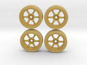 Miniature Konig Hexaform Rim & Tire - 4x in Tan Fine Detail Plastic: 1:12