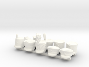 10 x Prussian Napolenic Shakos in White Processed Versatile Plastic