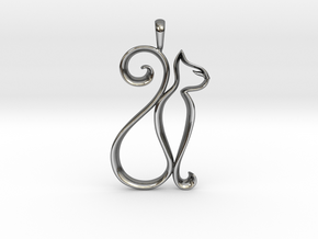 Cat Pendant Necklace in Fine Detail Polished Silver