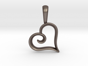 Tiny Heart Charm Necklace in Polished Bronzed-Silver Steel