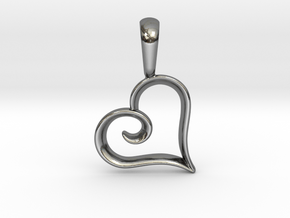 Tiny Heart Charm Necklace in Fine Detail Polished Silver