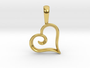 Tiny Heart Charm Necklace in Polished Brass