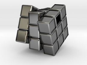 Rubik Pendant Cube in Fine Detail Polished Silver