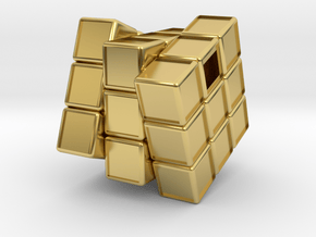 Rubik Pendant Cube in Polished Brass