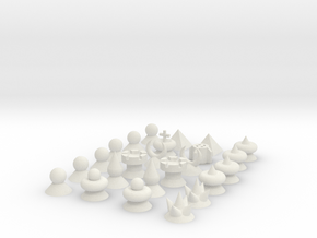 Chess New Set of Pieces in White Natural Versatile Plastic
