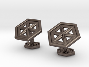 Snowflakes1Cufflinks in Polished Bronzed Silver Steel