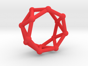 0347 Heptagonal Antiprism V&E (a=1cm) #002 in Red Processed Versatile Plastic