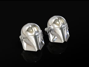 Mandalorian Cufflinks in Polished Silver
