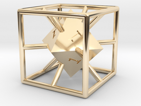 Average D6 Cage Dice in 14K Yellow Gold
