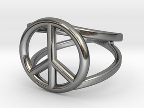 Peace Sign Ring 17 mm Diameter in Polished Silver: 10.5 / 62.75