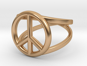 Peace Sign Ring 17 mm Diameter in Polished Bronze: 5 / 49