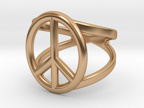 Peace Sign Ring 17 mm Diameter in Polished Bronze: 5.5 / 50.25