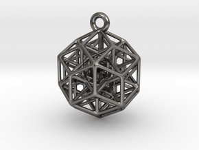 6D Hypercube Keychain in Processed Stainless Steel 17-4PH (BJT)