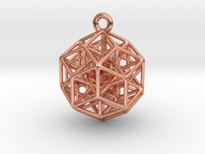 6D Hypercube Keychain in Natural Copper