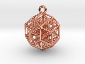 6D Hypercube Keychain in Polished Copper