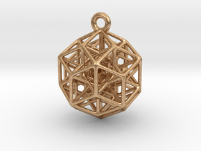 6D Hypercube Keychain in Natural Bronze