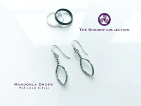 Mandorla Drop Earrings in Polished Silver